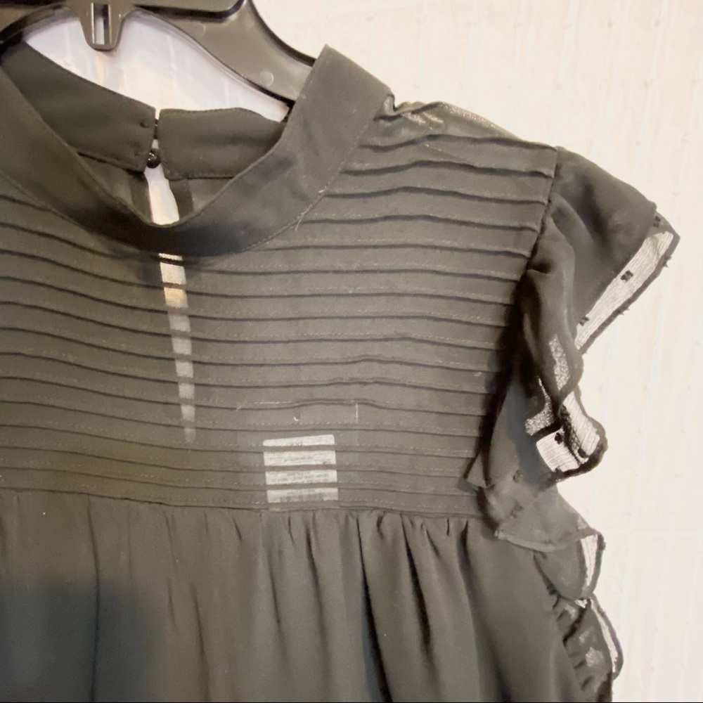 Jet Black Dress XXL by Who What Wear sheer pleated neckline A-line midi length